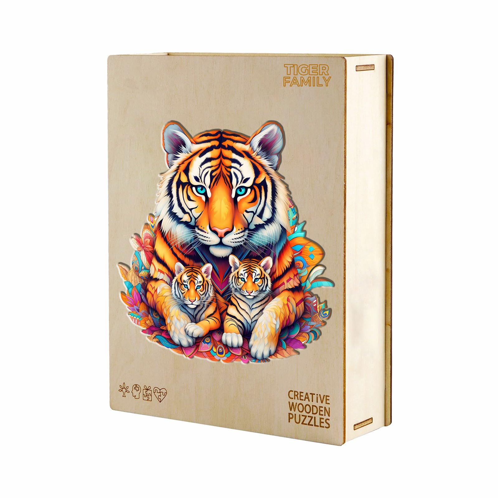 KAAYEE Holzpuzzle Cyberpunk-Tiger - 3D Laser Puzzle Für Erwachsene Mit Display