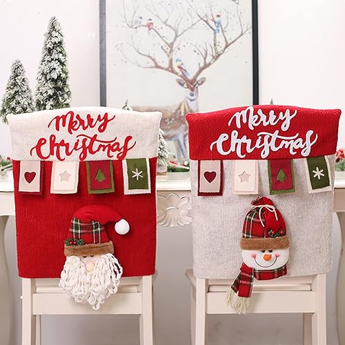 Miniatura 3 de FQQWEE Juego de 6 fundas para silla trasera de Navidad, diseño de Papá Noel, muñeco de nieve, alce, diseño de Papá Noel, muñeco de nieve, decoración
