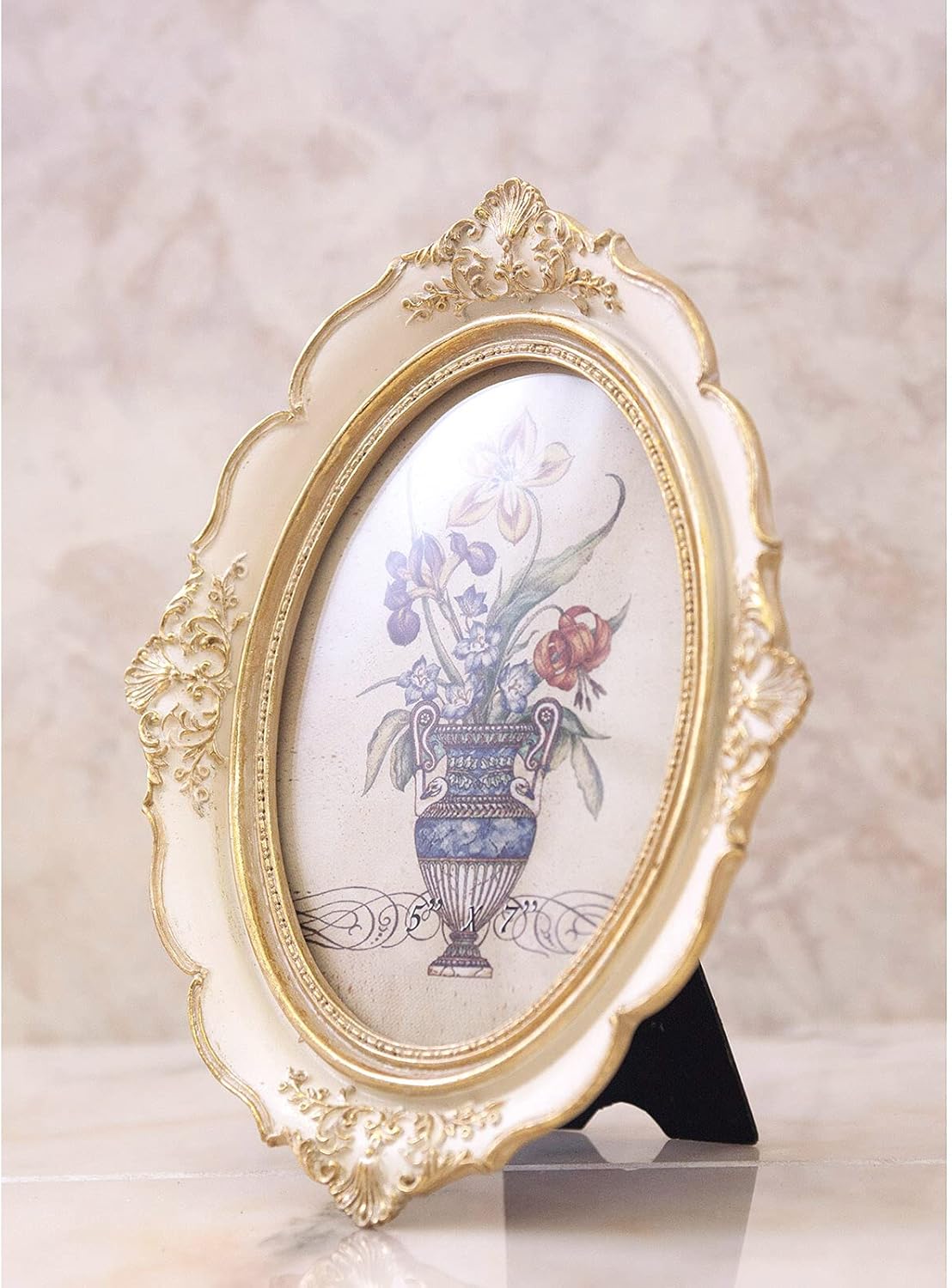 Akizuki Boeki Rococo Deco Photo Frame, White, W 7.1 x H 9.1 inches (18 x 23 cm), LF12130-WG