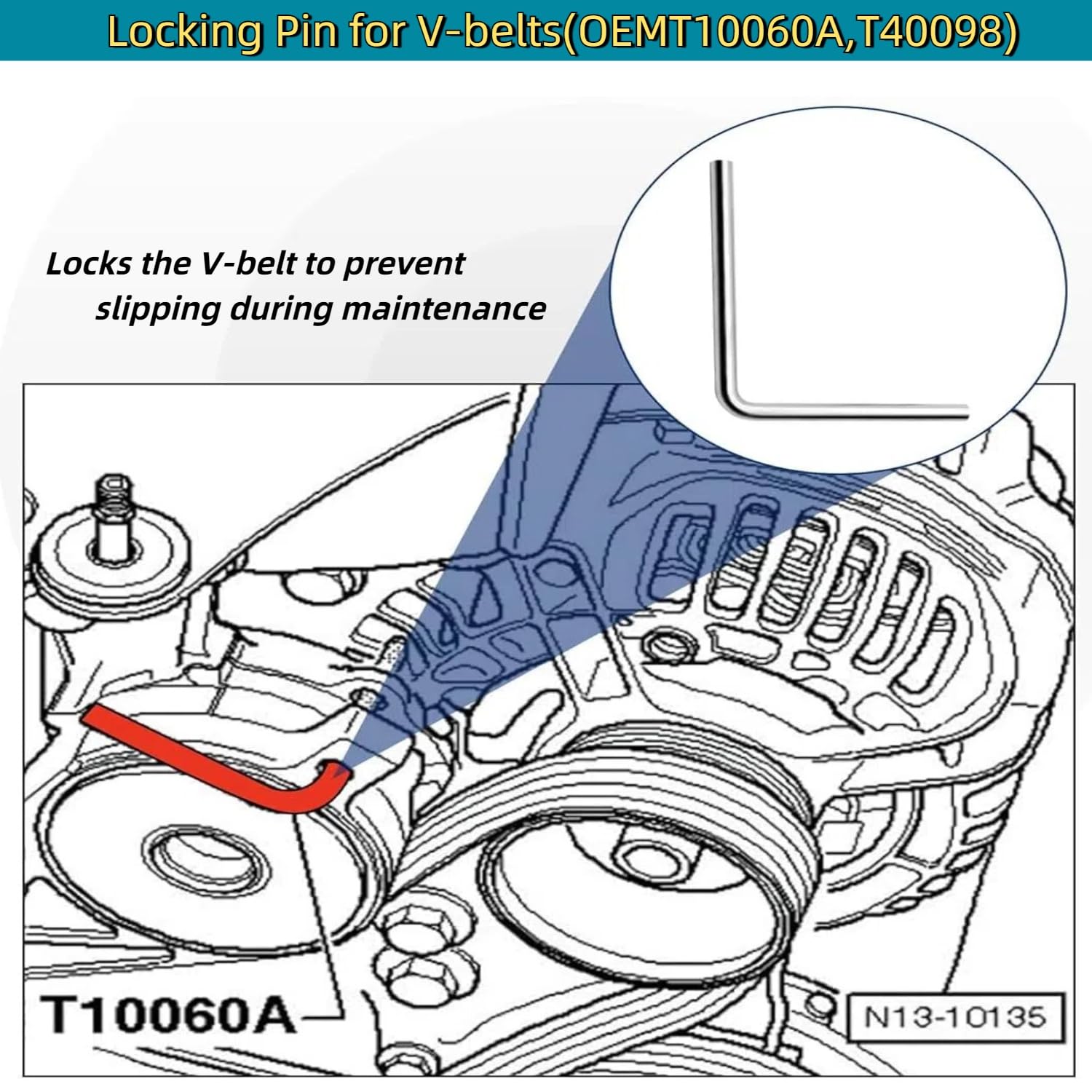 Set di Attrezzi per la Regolazione della Cinghia dentata per VW Audi, Kit utensile di temporizzazione del Motore Diesel Compatibile con 1.2, 1.4, 1.9, 2.0 TDi