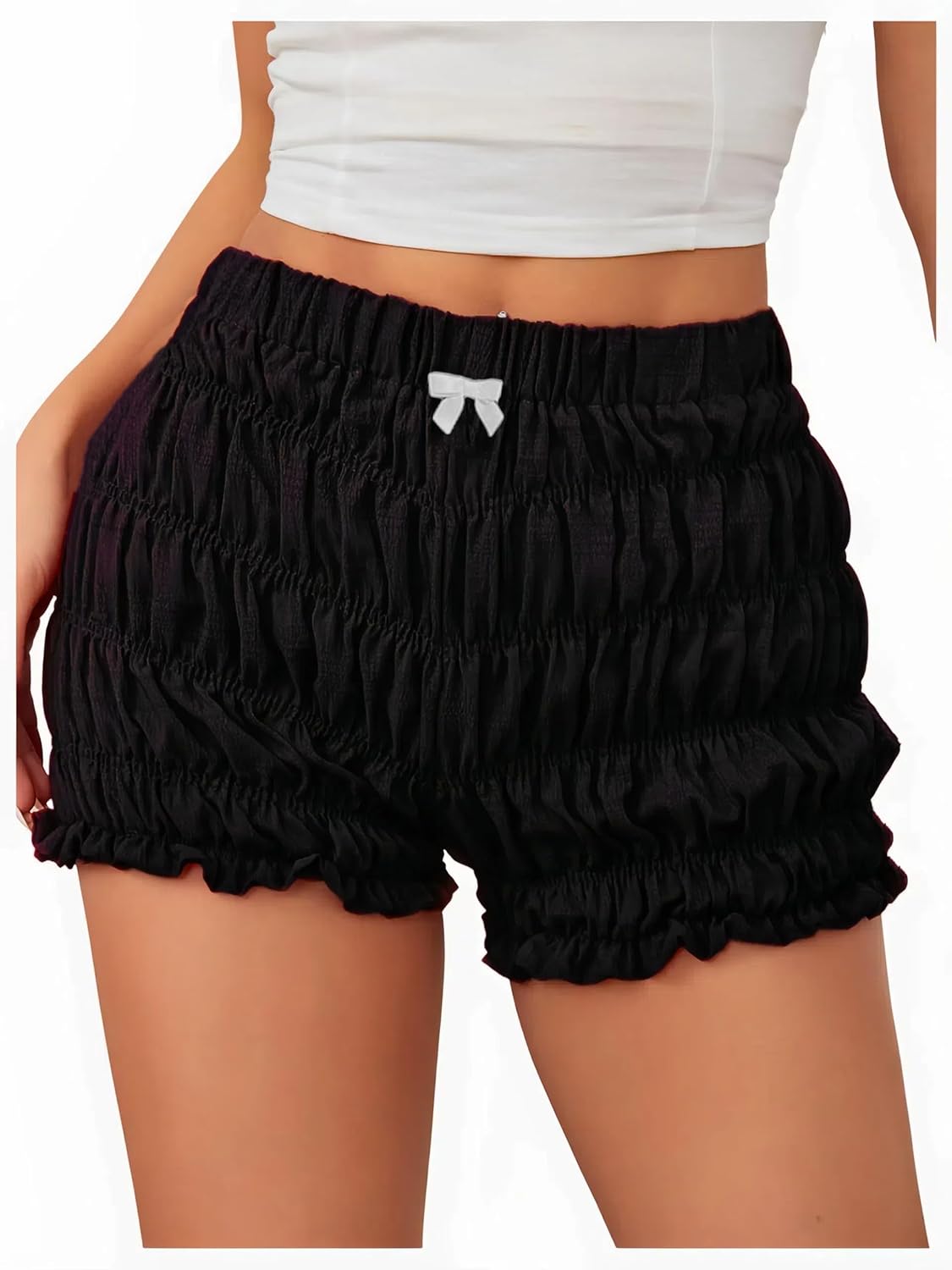 SOLY HUX Women's Ruffle Shorts Y2k Lace Lolita Bloomers Elastic Waist Frill Bottoms Micro Boyshorts
