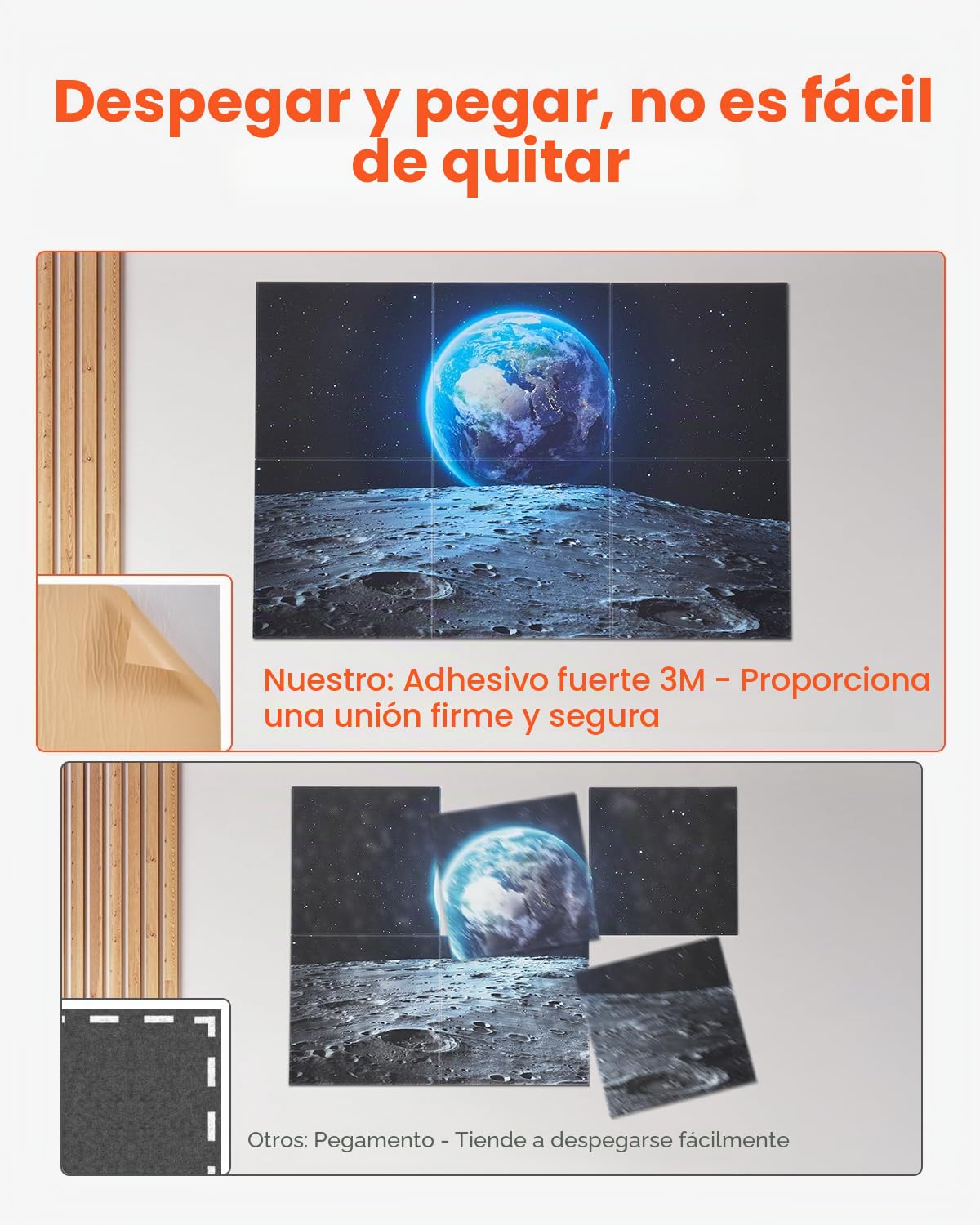 VEVOR Paneles Acústicos Artísticos, 6 uds, 600 x 600 x 10 mm, Baldosas de Pared Insonorizadas, Absorbentes de Sonido Decorativos Autoadhesivos para el Hogar, Oficina, Estudio, Teatro, Tierra