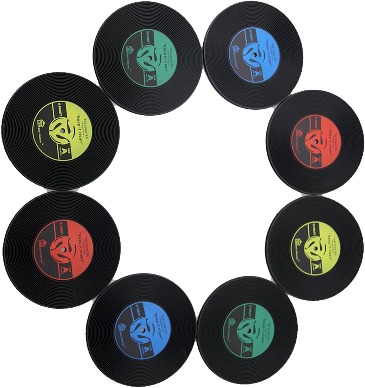 KEEPING ONE® Brand New 8 x Retro CD Record Vinyl Coffee Drink Cup Mat Coasters Chic Silicone Tableware