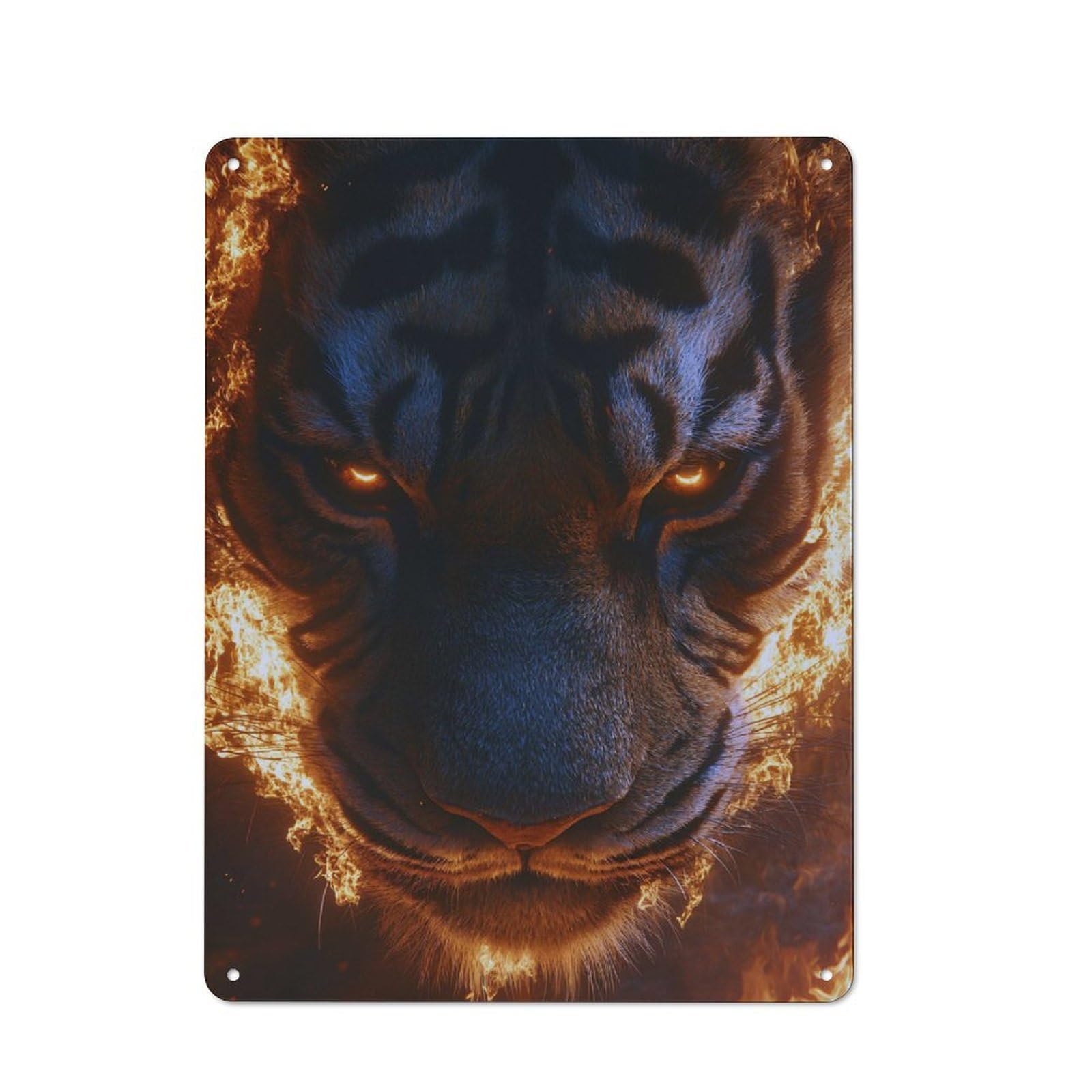 Junmoney Style-6 For Hobby Room Or Studio, Fiery Tiger Portrait Poster, Picture, Metal Print, Paint By Creed Retro Tin Sign 40X30cm, Gift For Creative Interior Collectors During The Christmas Season