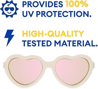 Babiators Polarized Hearts: Sweet Cream | Rose Gold Mirrored Lenses | Ages 0-2