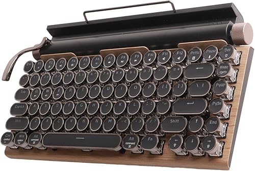 Miniatura 6 de PUSOKEI Teclado de máquina de escribir retro, teclado mecánico para juegos, 83 teclas Bluetooth Punk RGB retroiluminado con interruptor azul, tapa