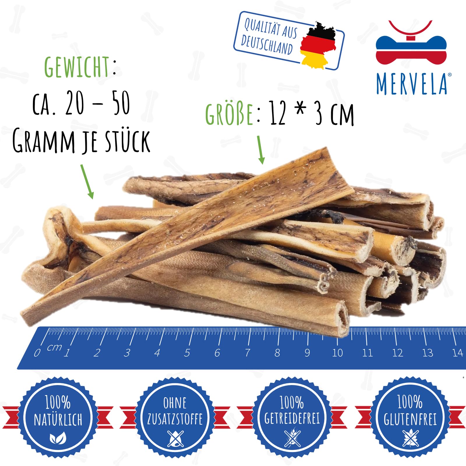 Lammhaut Stangen, 1 KG [Qualität aus Deutschland] für Allergiker Sensitive Hunde, Belohnung, Trainingssnack, getreidefrei, Hundesnack, hypoallergen, Kausnack, Proteinreich, natürlich