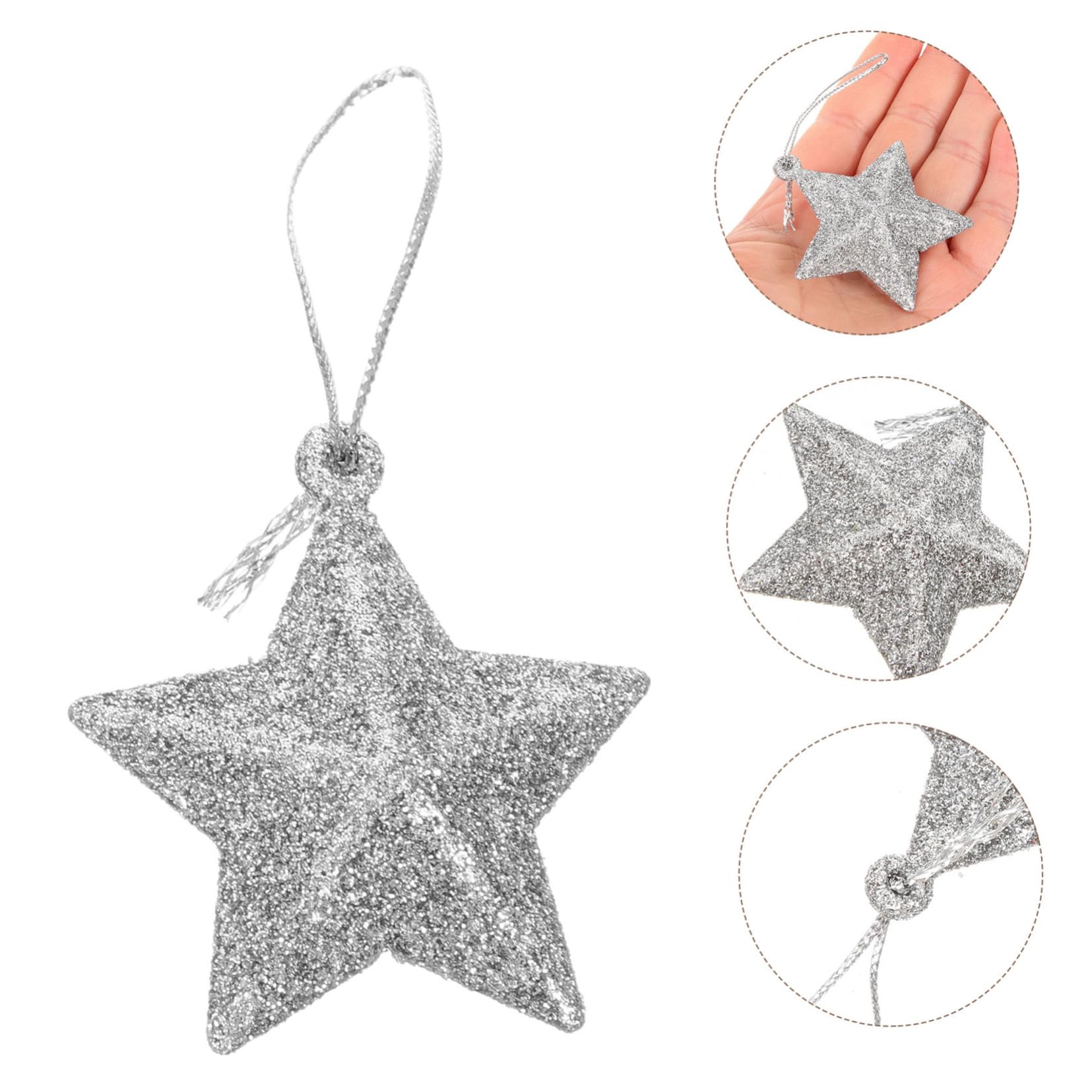 STOBAZA 48pezzi Decorazioni Natalizie Forma Di Stella Glitterata Adornamenti Per Albero Di Natale Da Accessori Festivi Per Feste Di Natale e Capodanno