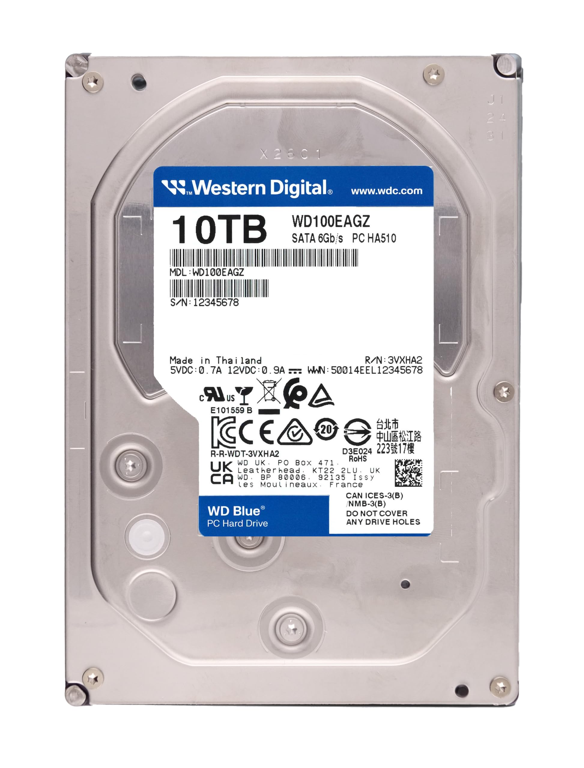 Western Digital 10TB WD Blue Internal Hard Drive HDD - 7200 RPM
