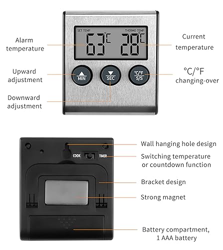 Miniatura 7 de Termómetro digital para carne para cocinar temperaturas precisas del horno - Diseño preciso de termómetro de alimentos