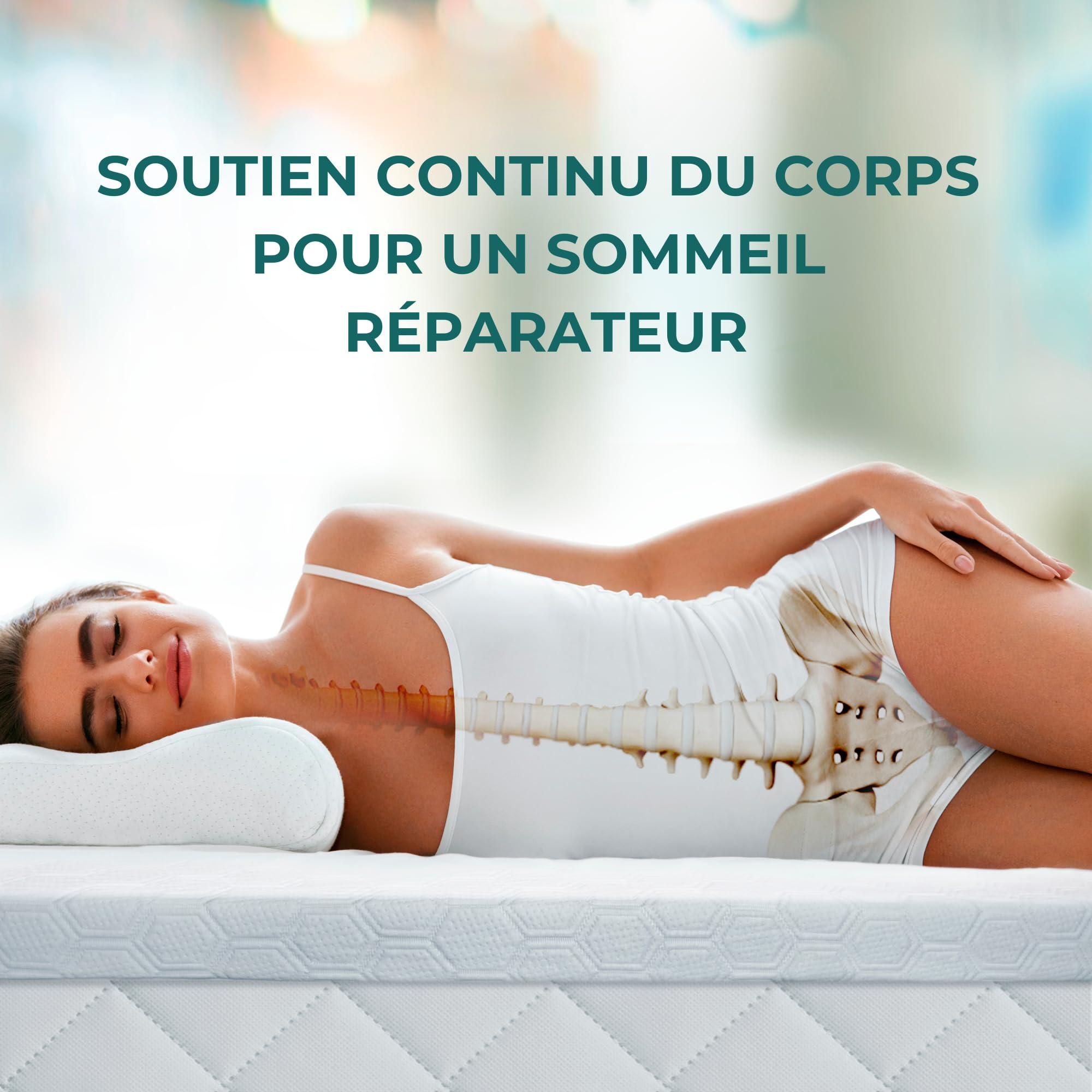 Wendre Surmatelas 160x190 – 7 cm Mousse Froide Ferme, Comfort Plus | Soutien ferme, avec élastiques de fixation, housse lavable, OEKO-TEX, fabriqué en Europe