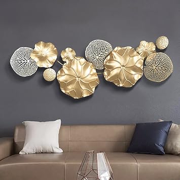3D Luxury Metal Wall Art, Handmade Gold Leaves Metal Wall Decor, Wall Sculptures Perfect Hanging Artwork Decoration for Home Decorations, Living Room, Bedroom Color 117.5 * 46CM