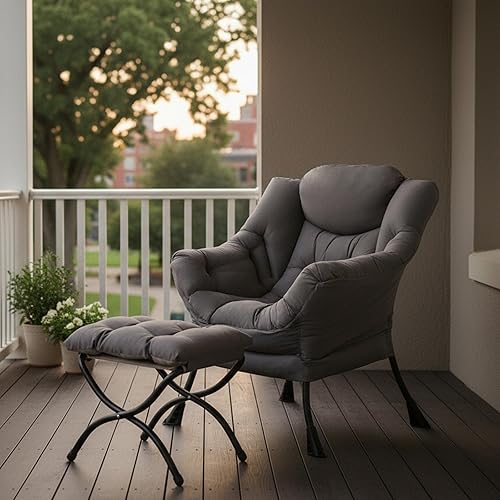 Miniatura 8 de Tiita - Silla perezosa con otomana, moderna y grande, sillón de ocio con otomana, silla de sofá con reposapiés para recámara, sala de estar,