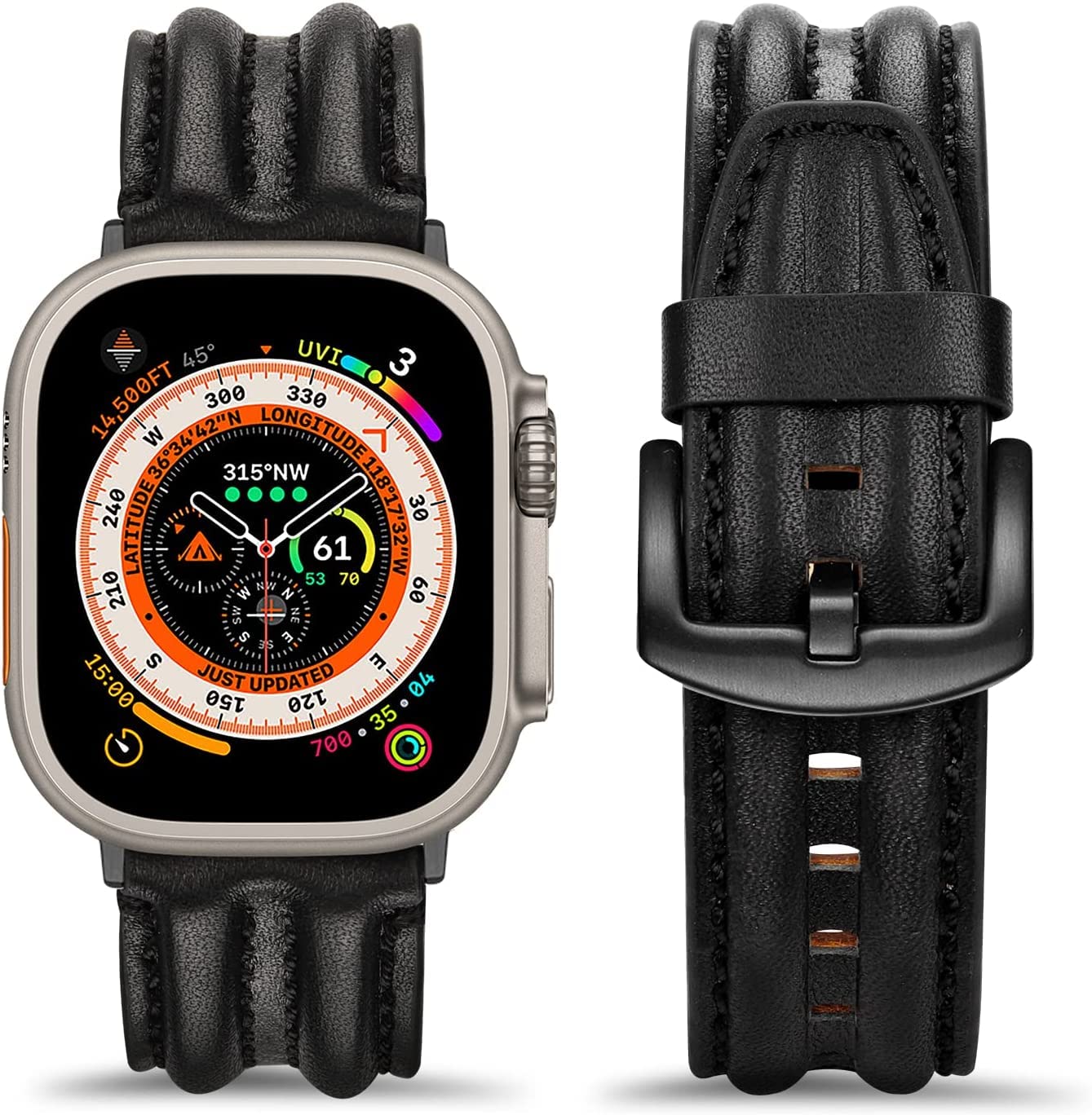 MOROFY Handmade Genuine Leather Straps Compatible with Apple Watch Ultra 2 Strap | iwatch ultra band 49mm 45mm 44mm 42mm Series 9 8 7 6 5 SE/SE2 4 3 2 1 - Black (B0C2CJCHD3) Amazon Price History, Amazon Price Tracker