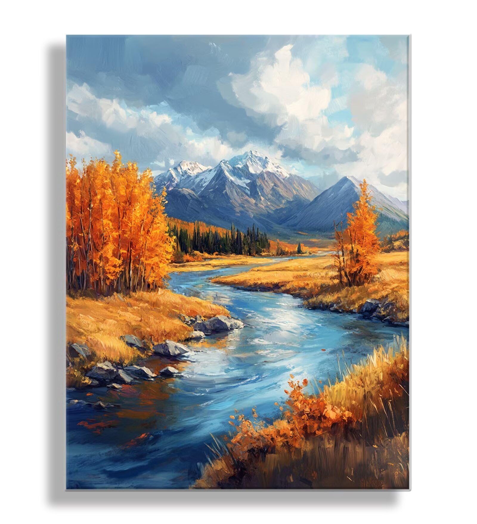 Dipingere con i Numeri Adulti fiume catena montuosa, Quadri da Dipingere Numerati Fai Da Te per Principianti, Olio La Pittura di Numeri Kit, Hobby Creativi Adulti, Decorazioni Casa 90x120cm Q3S-832