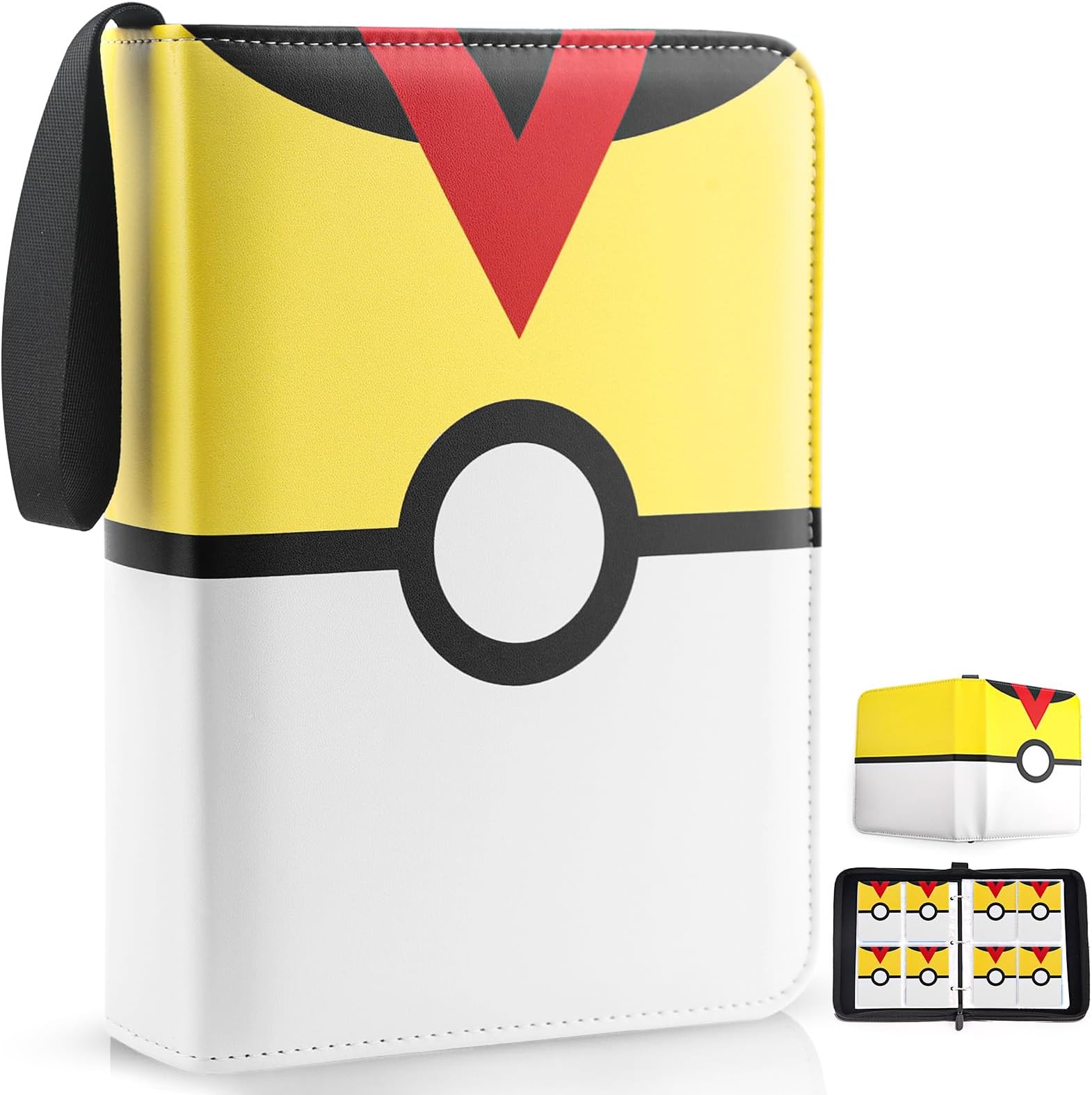 Card Binder 4 Pocket, Trading Card Holder Fits 400 Cards With 50 Removable Sleeves, Portable Collection Card Ablum, Game Card Case book With Zipper for Gift - Yellow