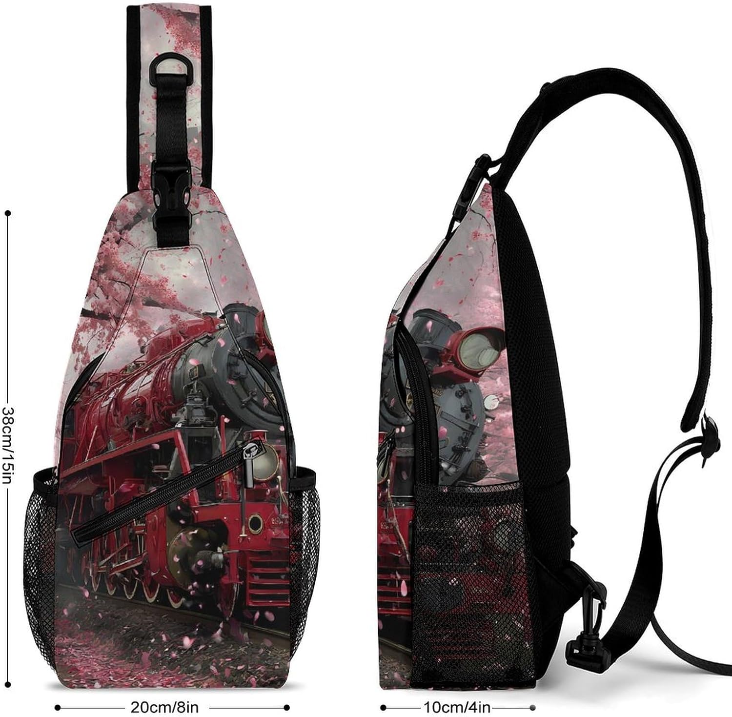 Train Men Crossbody Sling Backpack Chest Bag | Travel Fanny Pack,Hiking Daypack,Print Shoulder Bags