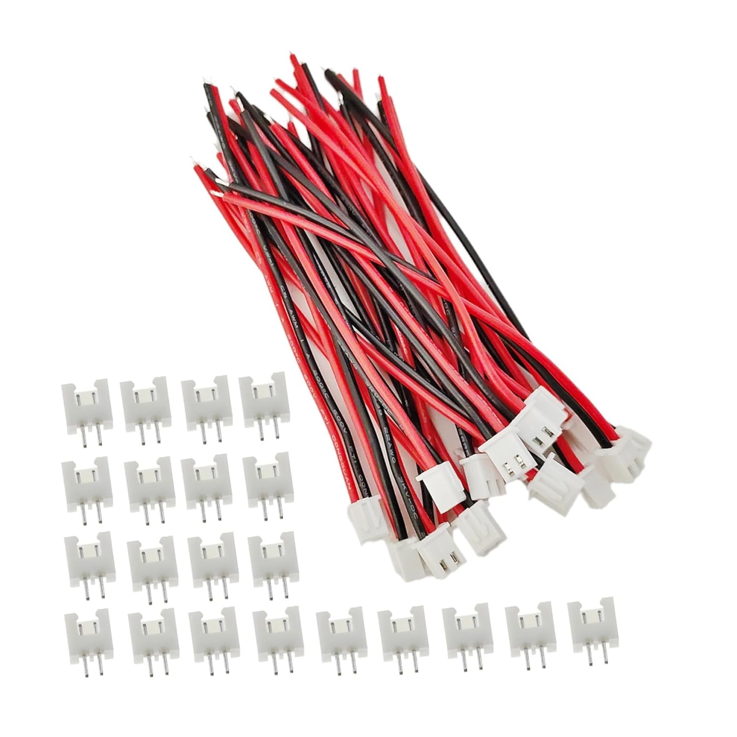 fengpeng 20/10/5Sets JST-XH 2.54mm Pitch 1S Pin Connector Male Female Plug Socket RC Lipo Battery Balancer Charger 22AWG Silicone Wire(20Sets,15cm)