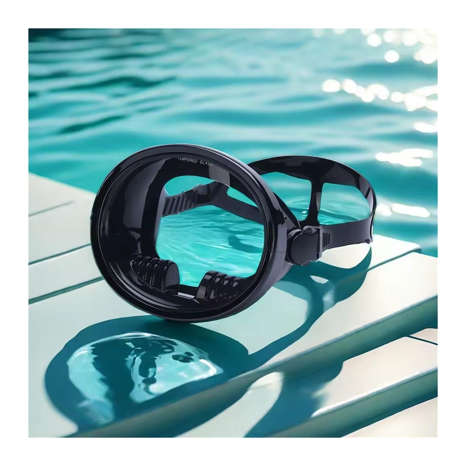 Genérico Máscara de Buceo Ovalada for Adultos, máscara de Pesca submarina, Gafas de Buceo panorámicas de Estilo Retro clásico con Lentes de Vidrio Templado