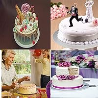 Vista 7 de Juego de 4 soportes para tartas plateados redondos, círculos de 15, 20, 25, 30 cm, 1 de cada tamaño, base de cartón para hornear, boda, cumpleaños
