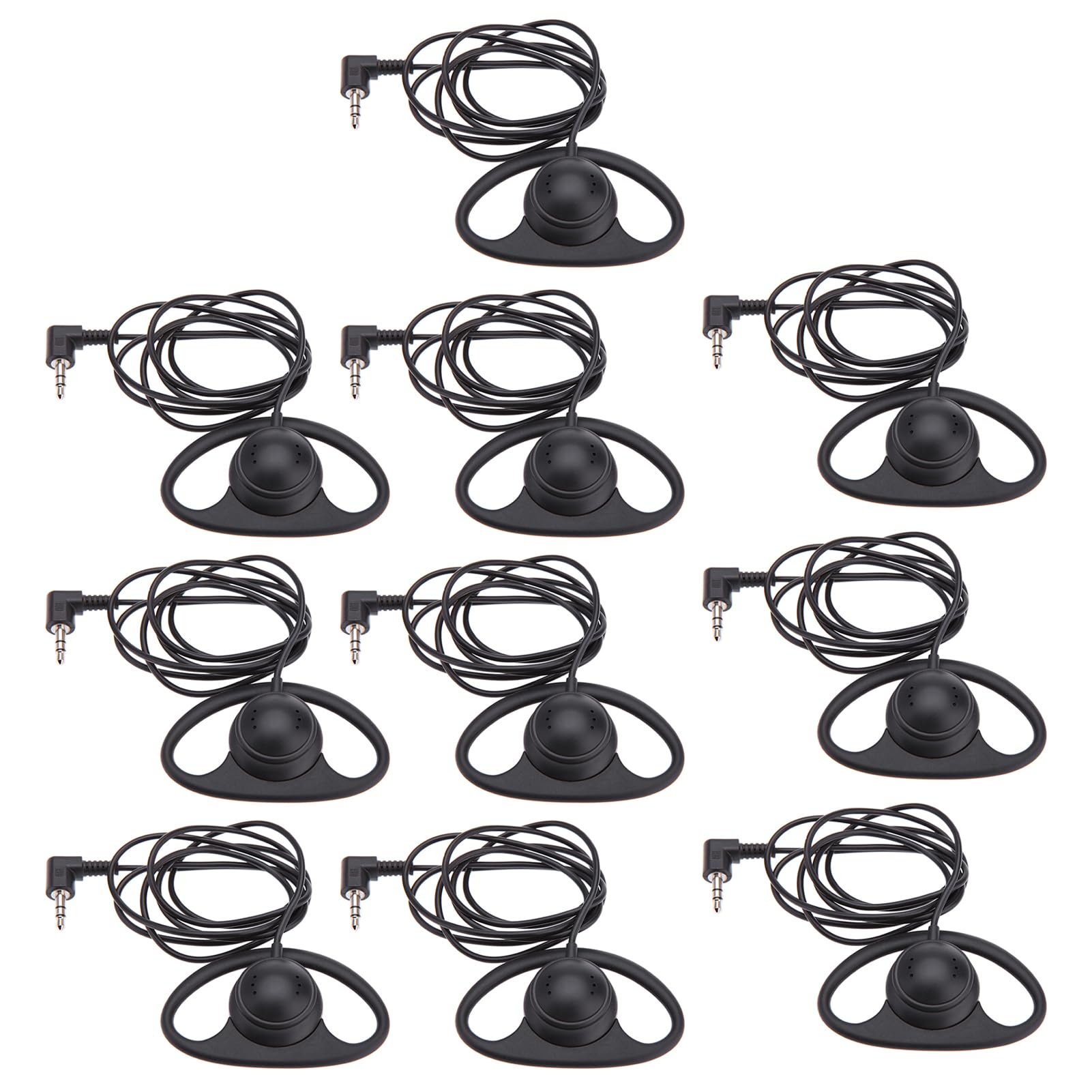 Fockety Cuffia Auricolare a Forma di D, Auricolare Singolo con Jack da 3,5 Mm con Cavo da 41,3 Pollici per Ricevitore del sistemas di Guida Turistica, Tablet, Telefoni (10PCS)