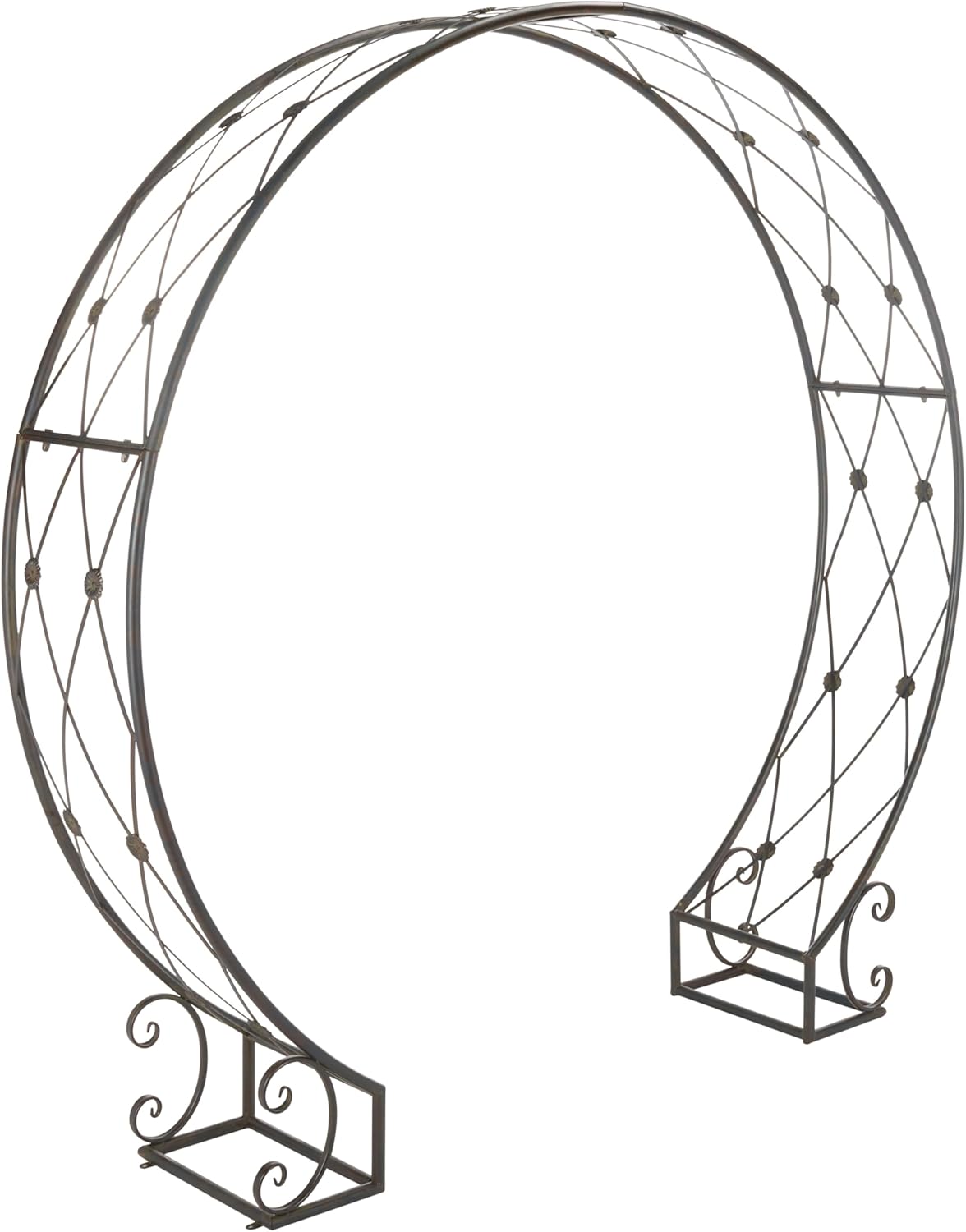 SAFAVIEH Outdoor - Mizell Iron Moon Gateway Garden Arbor - Black Rust Iron Metal - Architectural Circular Gateway Design - Ideal for Garden, Yard, Patio, Entryway, 80" W x 17" D x 83.4" H (PAT5036E)