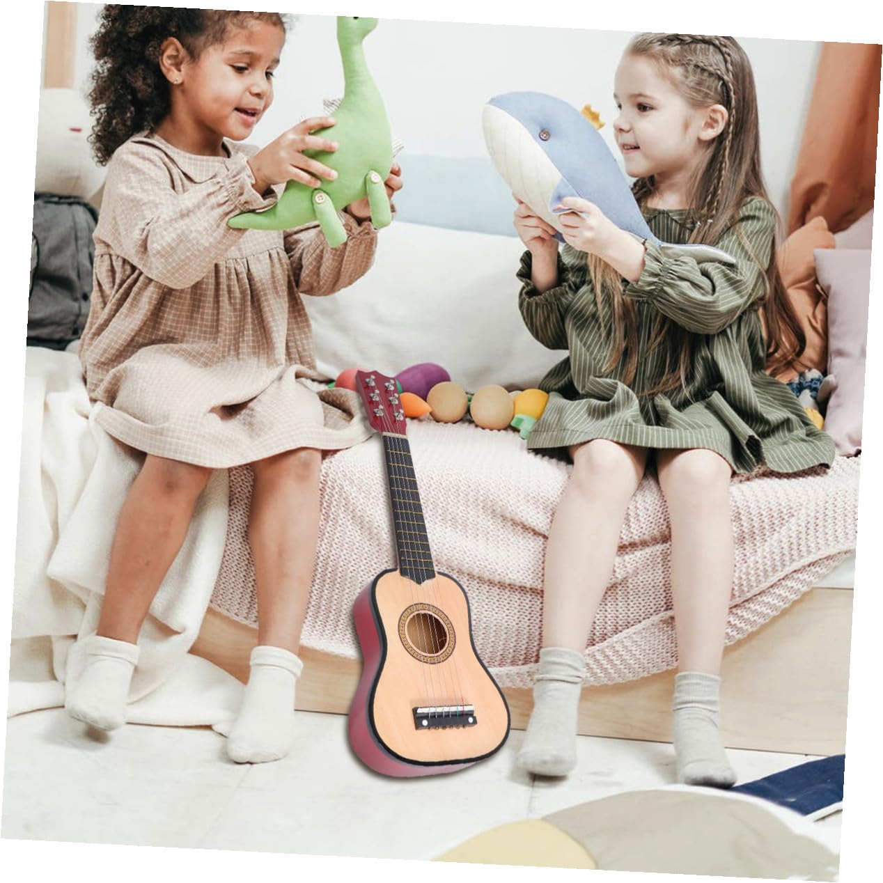 Chitarra Acustica Per Ragazzo Ragazza 21 Pollici, Strumento Musicale Ergonomico in Legno Finitura Atossica, Per Principianti e Regali, Chitarra Portatile Per Esercitarsi e Imparare a Suonare