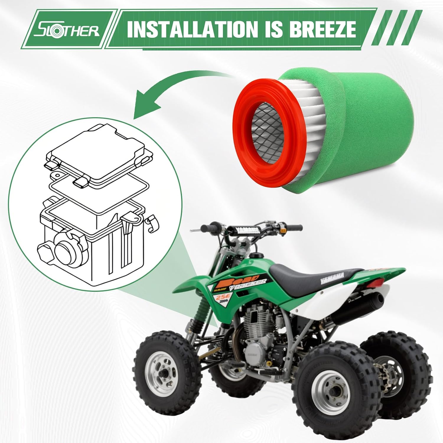 Big Bear 400 Air Filter for Yamaha Big Bear 400 2000-2012 Big Bear 250 2007-2009 Bruin 250 2005-2006 Bear Tracker 250 1999-2004 YFM400 YFM400F 2x4 4x4 1P0-E4450-00-00 4XE-E4450-00-00