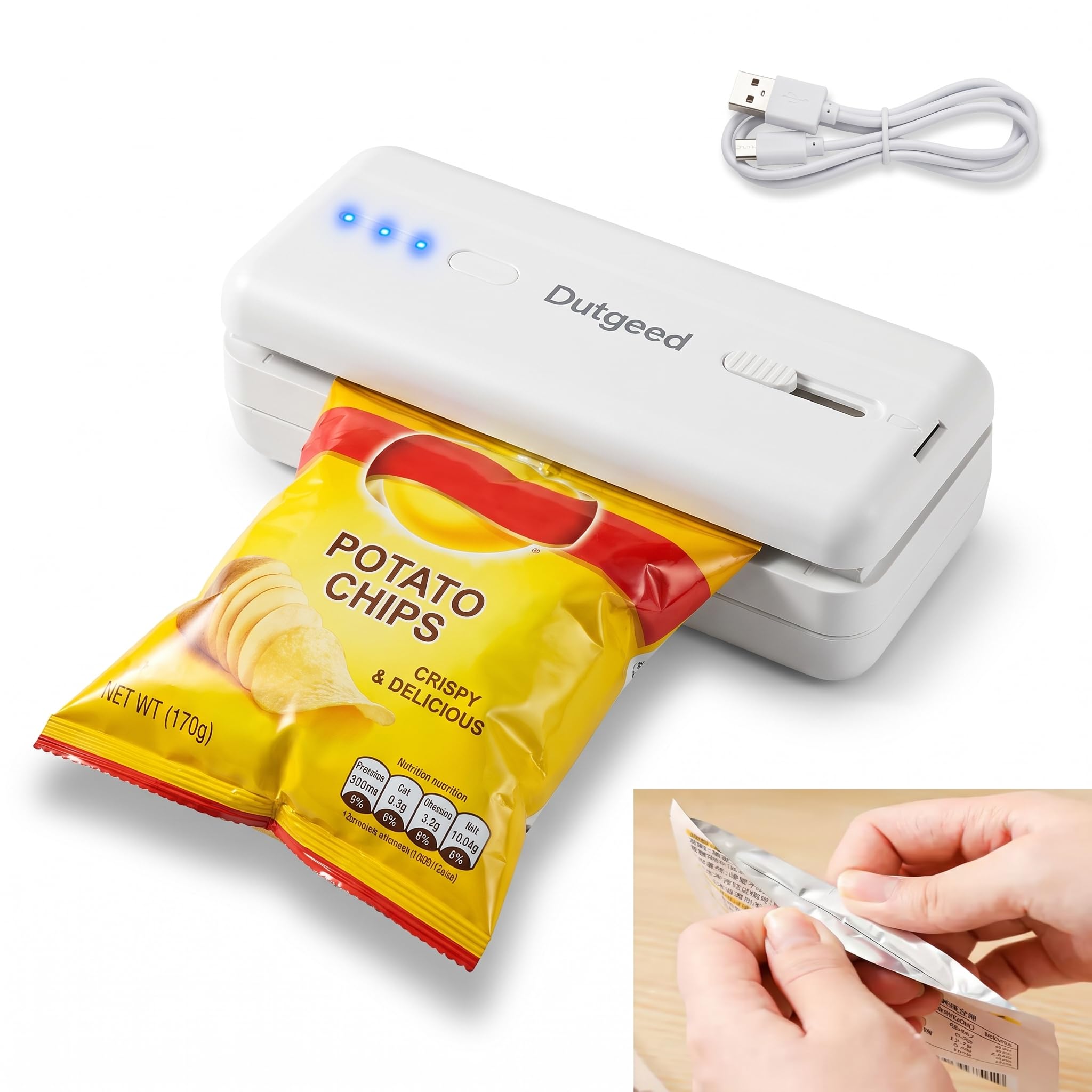 View 1 of ***Factory sealed*** 
Dutgeed Mini Bag Sealer with Cutter and Magnet