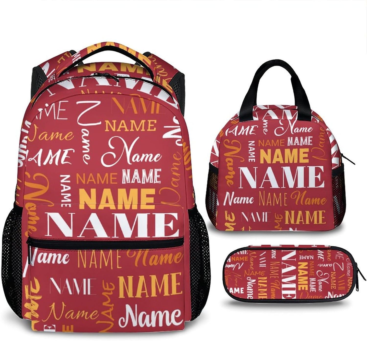 3PCS School Backpack for Kids Girls - Personalized Backpacks with Lunch Bag Pencil Case for Kindergarten Elementary Middle - 17" Large Capacity Bookbag for Children Students