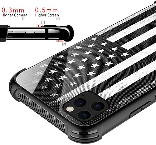 Miniatura 2 de Carcasa para iPhone 11, color negro y rojo en diseño de veta de madera, para hombres y niños, diseño gráfico de cristal templado 9H, a prueba de