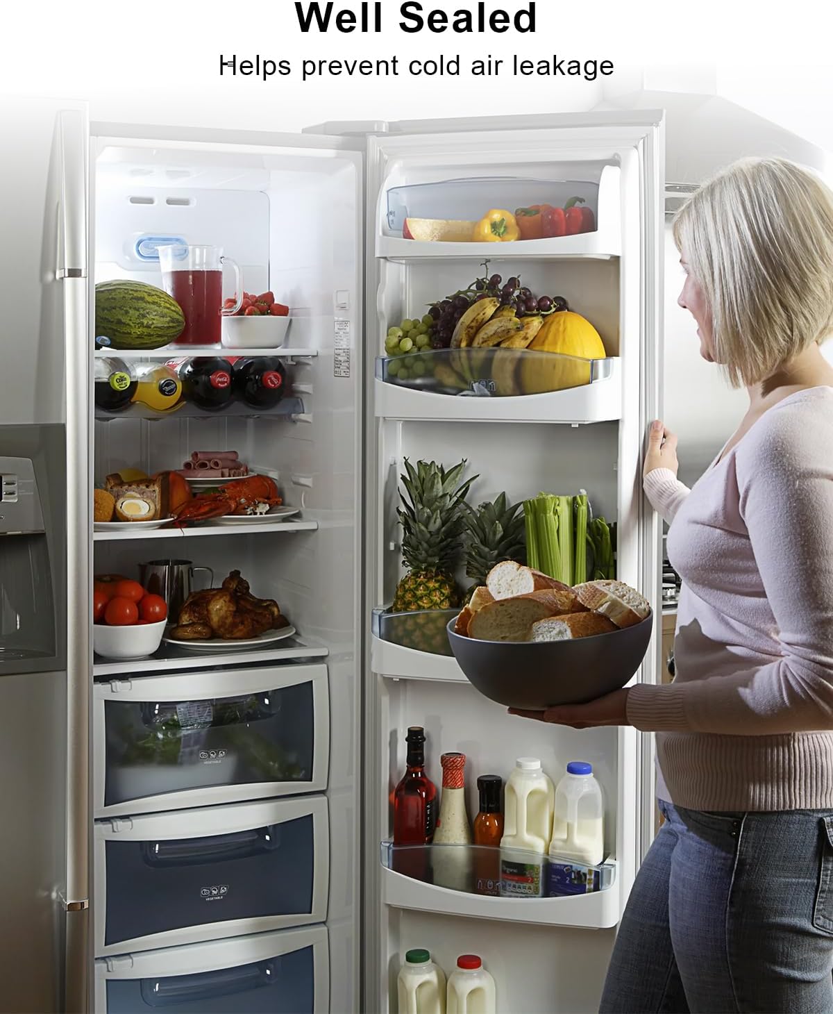 Upgraded 5304502761 Refrigerator Freezer Door Seal Replacement Compatible with Frigidaire, Kenmore, Elec-trolux, Crosley Freezer Door Gasket, Replaces 241778302, 7241778302, 5304502840, 34.4" x 24"