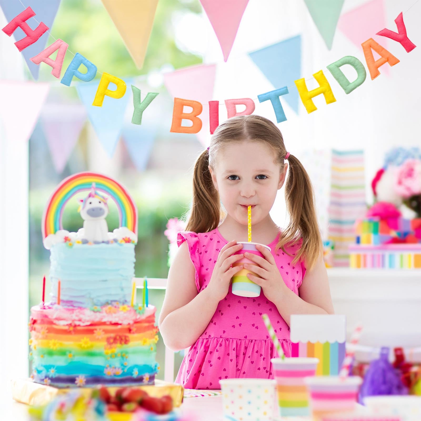 Amazon.co.jp: JarThenaAMCS Happy Birthday フェルトガーランド 3D