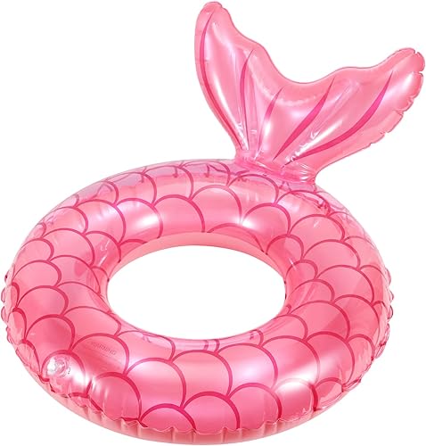 Vzzeport Flotadores inflables para piscina de sirena para niños, anillo de tubo de natación de cola de sirena para verano, playa, piscina de agua