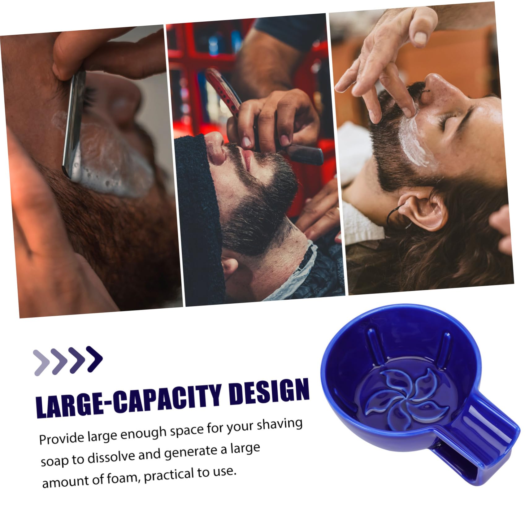 Ciotola da Barba in Ceramica 12 Cm Capacità Alta per Schiuma da Barba Uomo Accessorio Rasatura Barbiere Salone Famiglia
