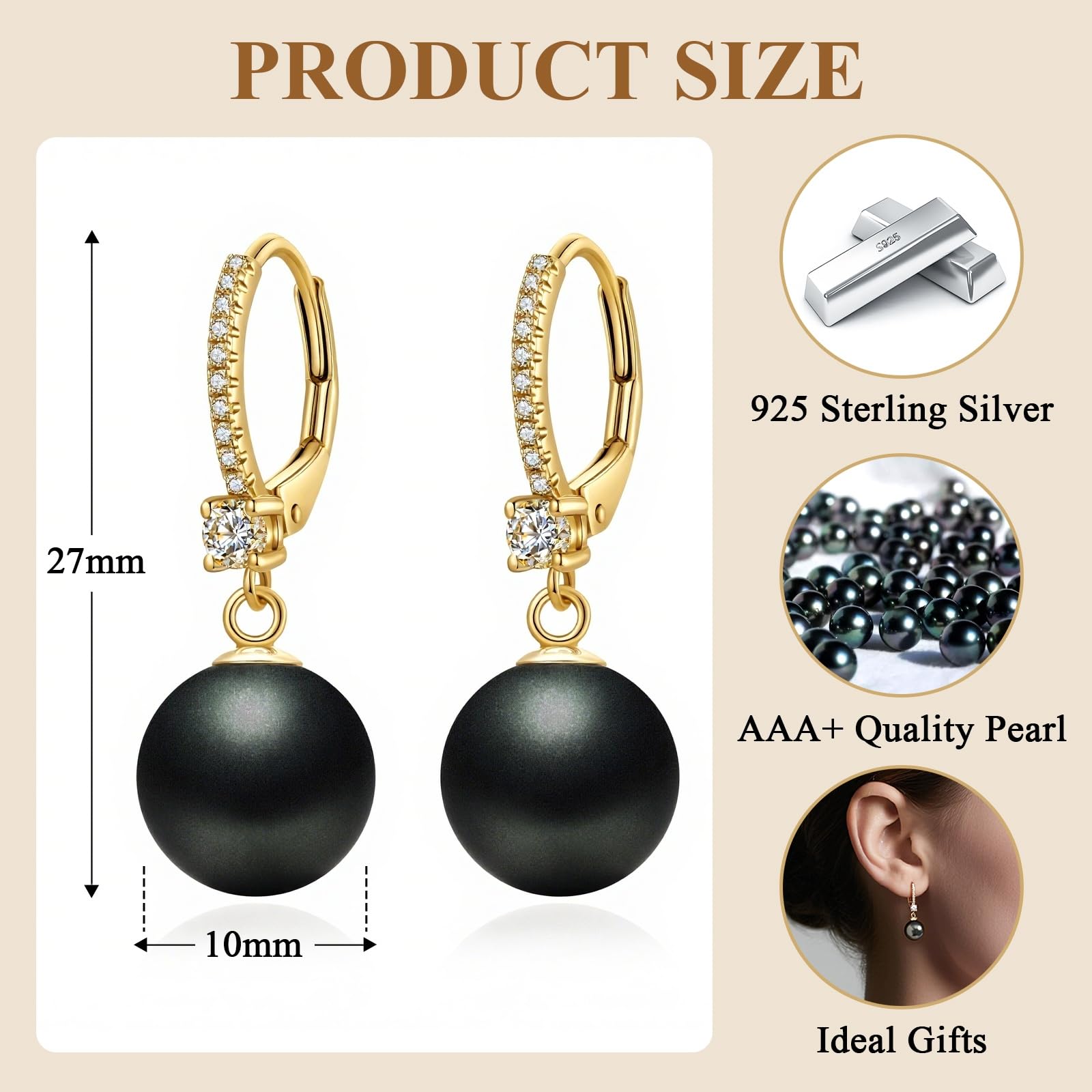 Boucles d'oreilles Chat pour Femmes Argent Sterling 925 Perle Boucles d'Oreilles à Tige Hypoallergénique Perles d'eau Douce Bijoux Cadeau pour Les Amoureux Des Chats