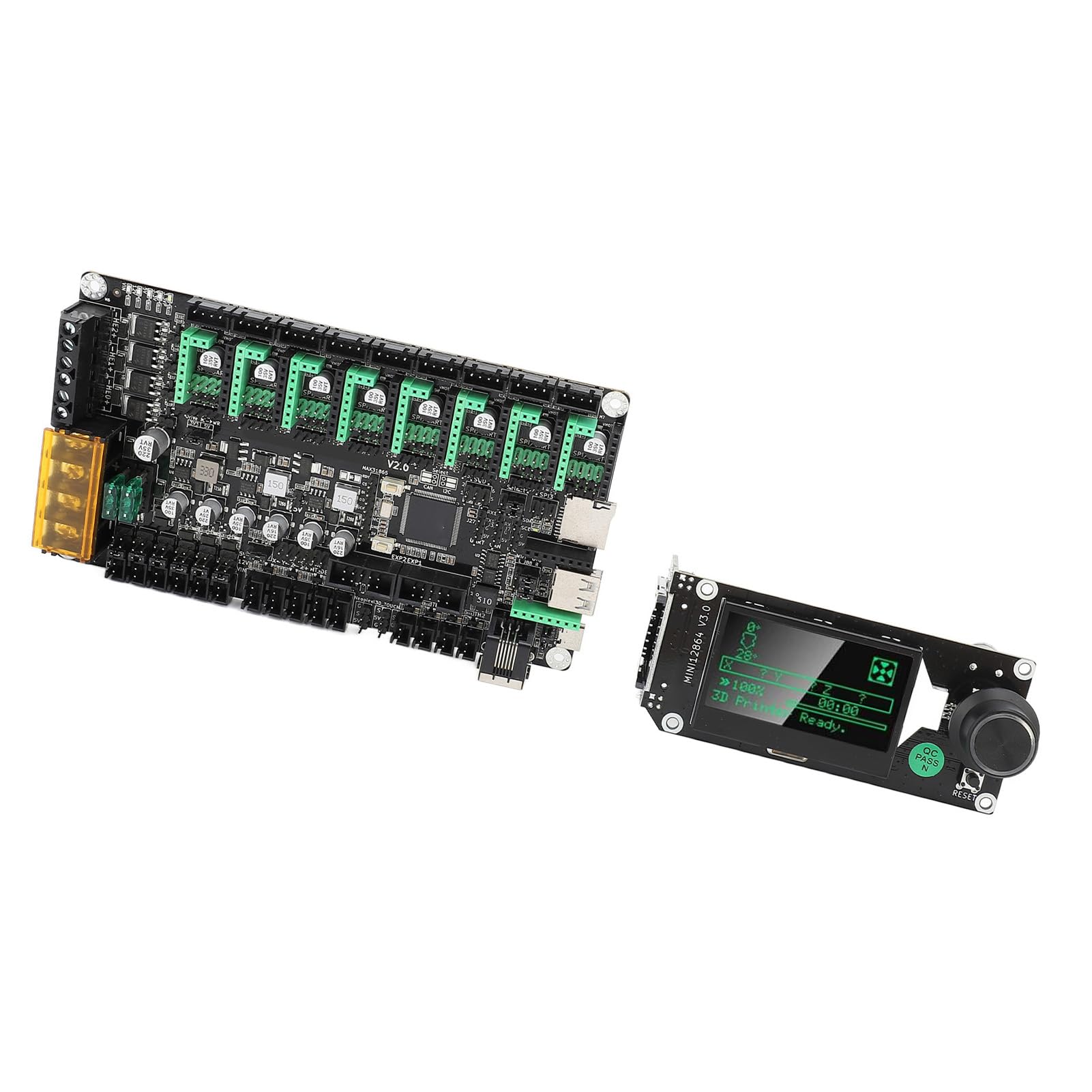 AMONIDA Carte de Commande D'imprimante 3D 32 Bits 168 MHz 8 Axes avec écran LCD pour Ender 3 Pro et V2, Mises à Niveau de Précision pour des Performances D' Améliorées
