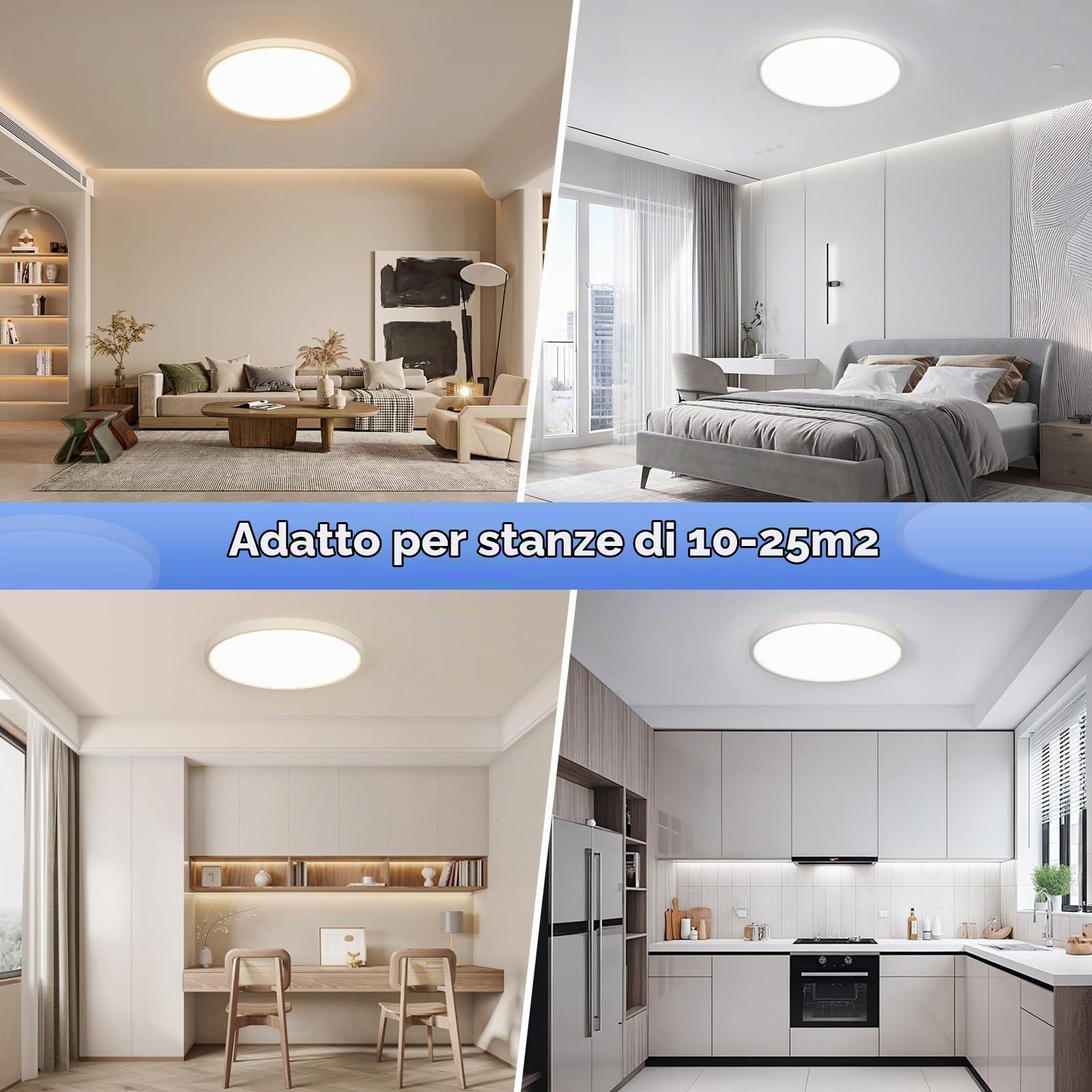 EASY EAGLE Plafoniera LED Soffitto Dimmerabile, 40CM 48W 4800LM Bianco | 3000K-6500K Rotondo Lampada con Telecomando, Lampadario LED Moderna per Soggiorno, Camera da letto, Cucina, Bagno, Ufficio