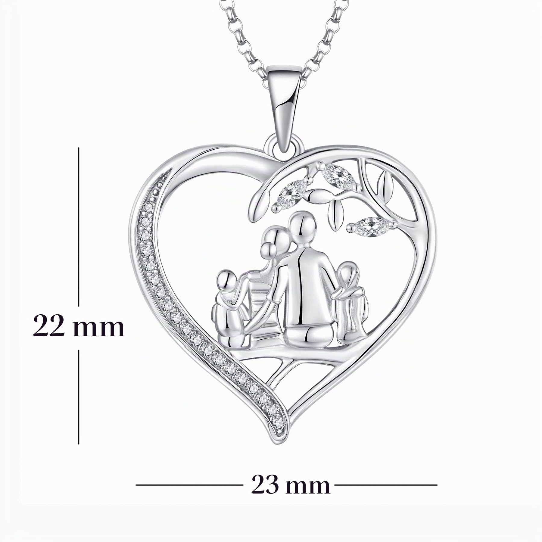 JO WISDOM Collar Familiar Albero della vita Plata de ley 925 Mujer,Colgante con Cadena Madre Hija Papá Hijo con 3A Circonia