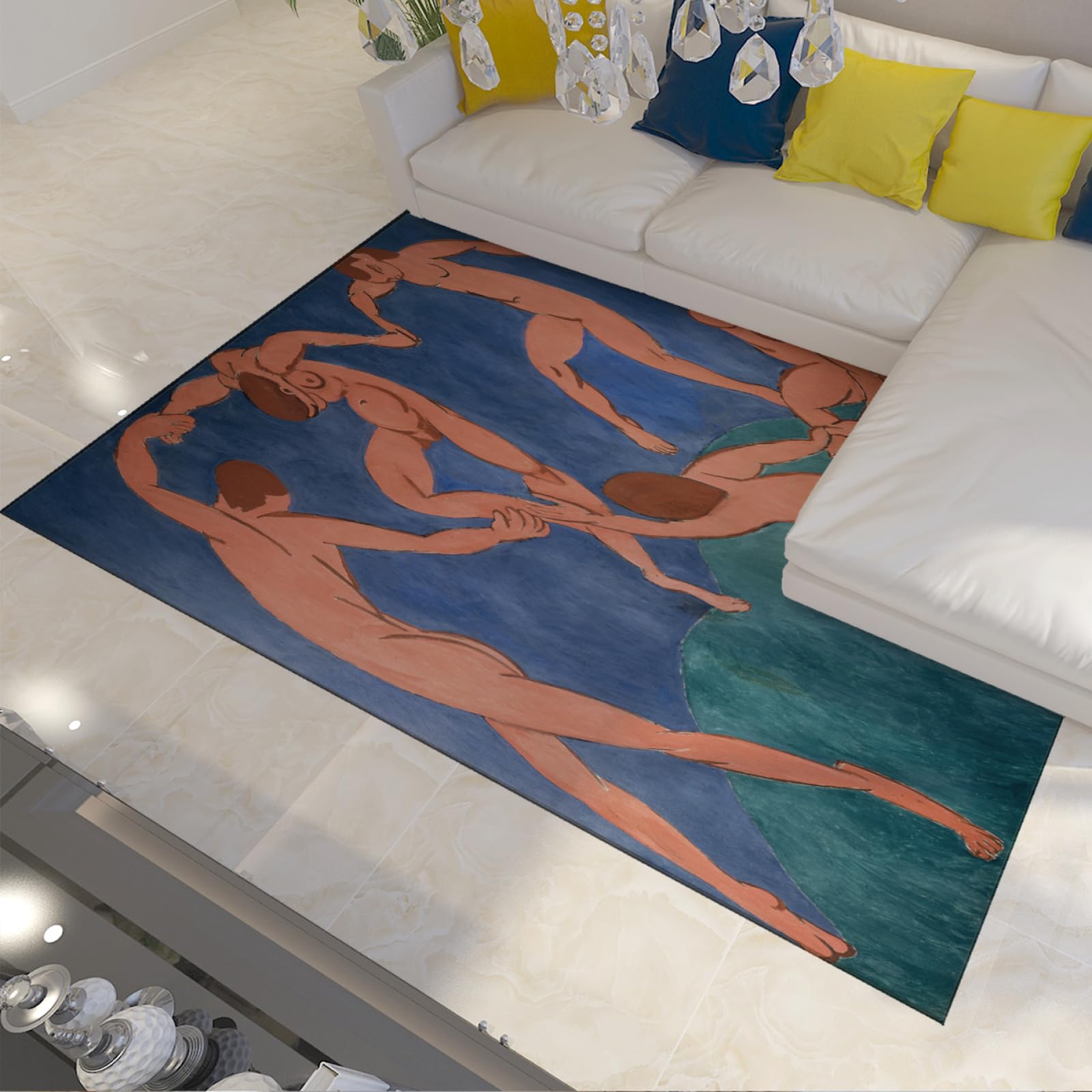 Tapis bleu Henri Matisse vert abstrait pour balcon et entrée