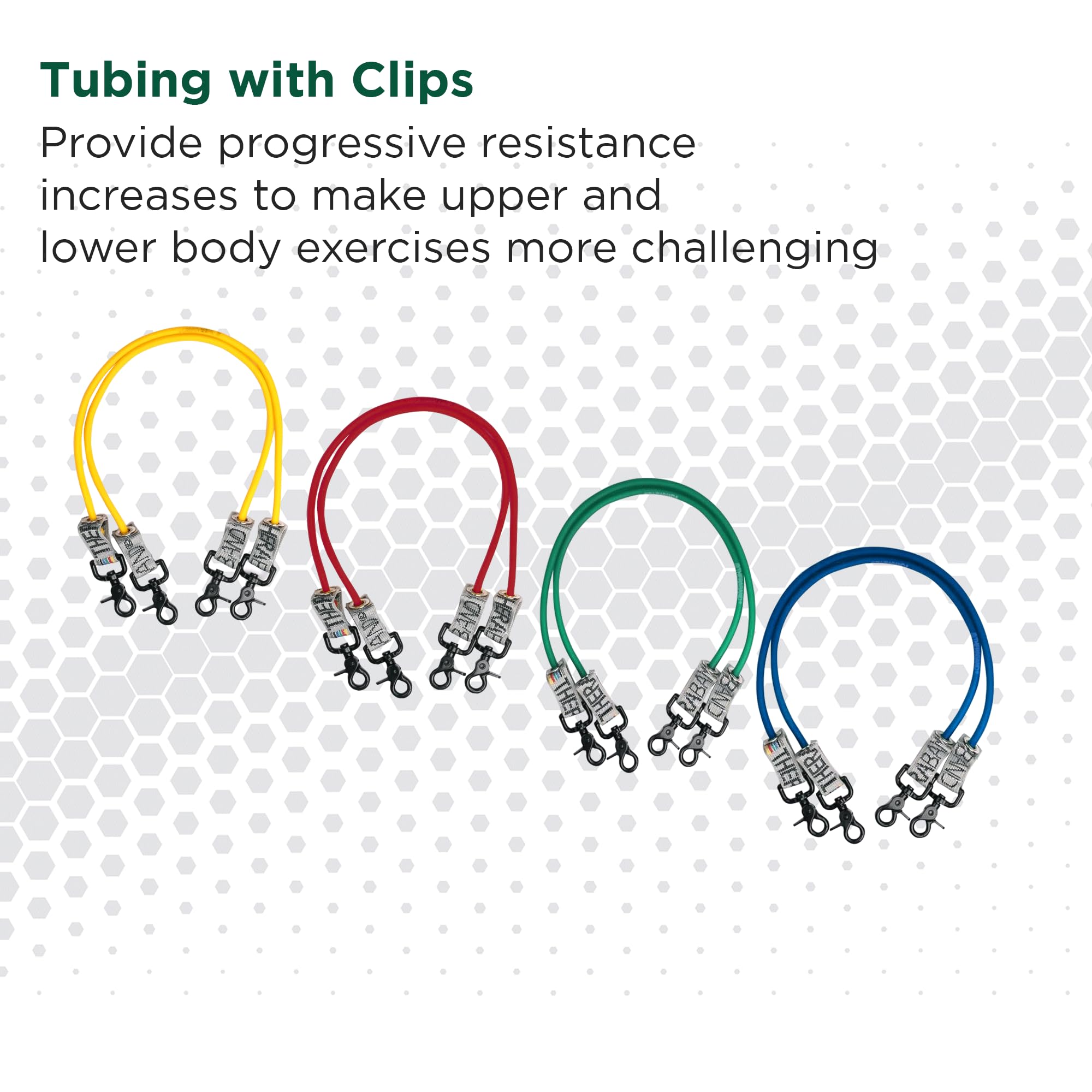 TheraBand Wellness Station Professional - Tubetti di resistenza in lattice con connettori per fisioterapia, stazione di esercizio per riabilitazione, pilates inferiori, set da 2, 24 pollici, verde, pesante, livello intermedio 1