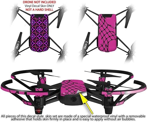 Miniatura 2 de Skin Decal Wrap 2 Pack for DJI Ryze Tello Drone Pink Floral Drone NOT Included