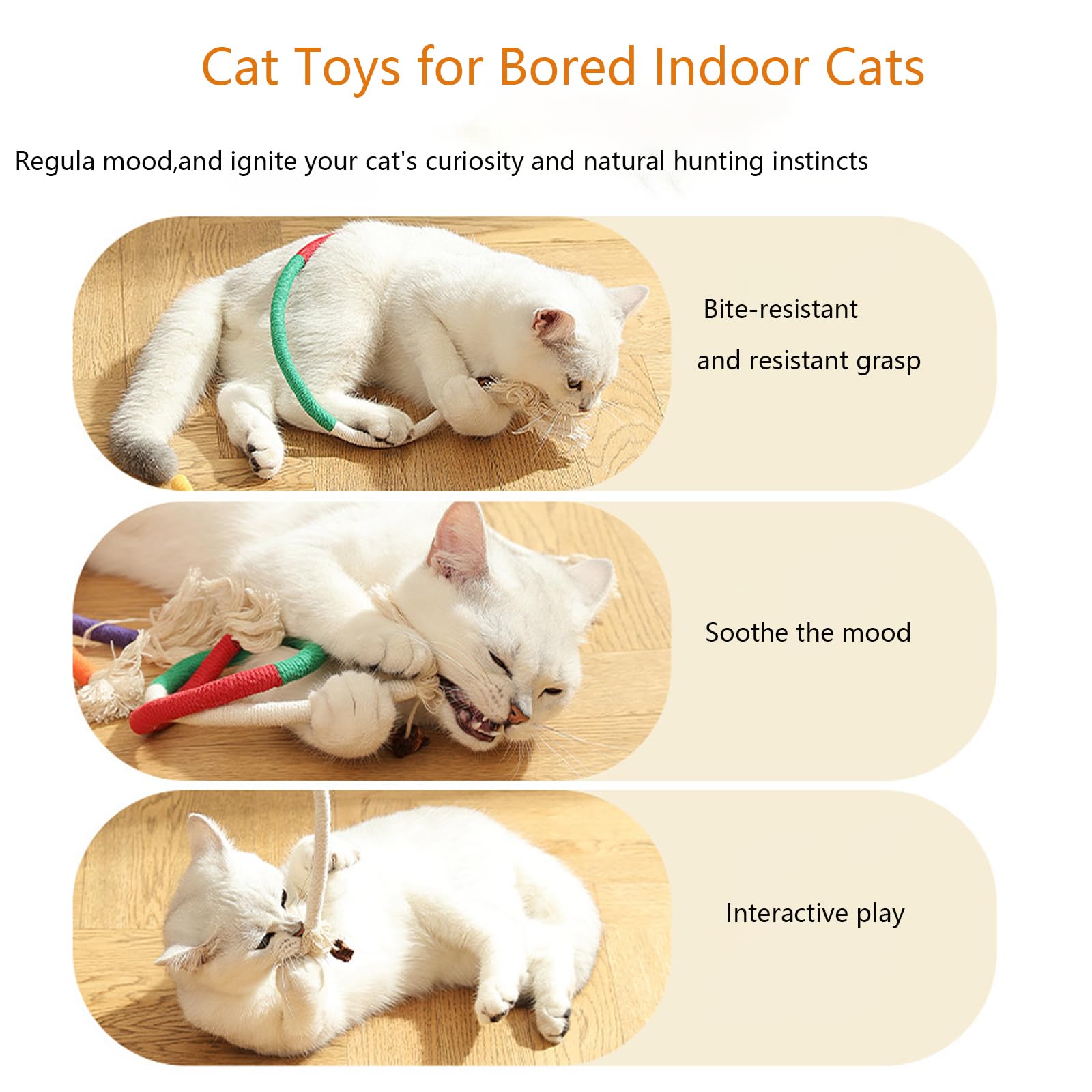 Skysunny Cat Toys Chew Ropes Toys,3pc Cat Rope Toys for Indoor Cat Interactive Catnip Toys Kitten Toys for Teeth Cleaning Catnip Rope Toys