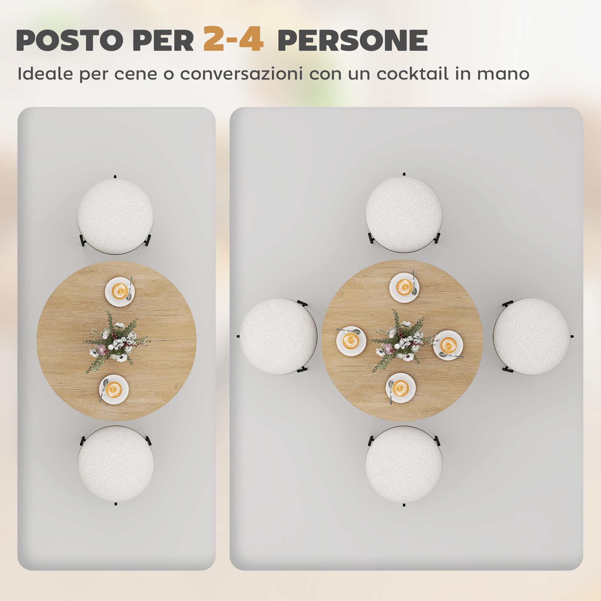HOMCOM Tavolo da Pranzo Rotondo Ø80 cm, Piano Effetto Legno, Rovere | Tavolo da Cucina per 2-4 Persone, Gambe a Croce in Acciaio, Tavolino da Soggiorno e Sala da Pranzo, Stile Industriale