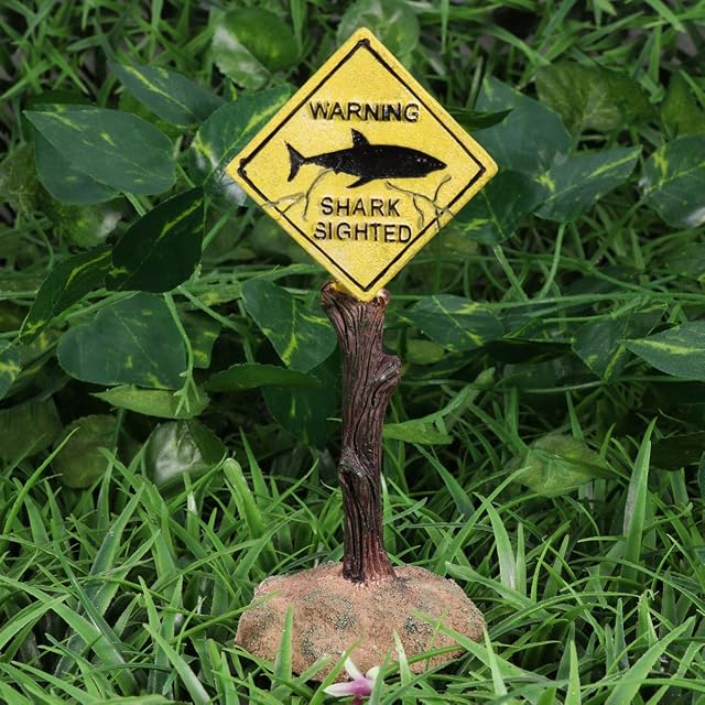 Foto 4 de 8 de Balacoo Acuario Adornos Divertidos Señales de Advertencia de Tiburones Pecera Decoración de Resina Artesanía…