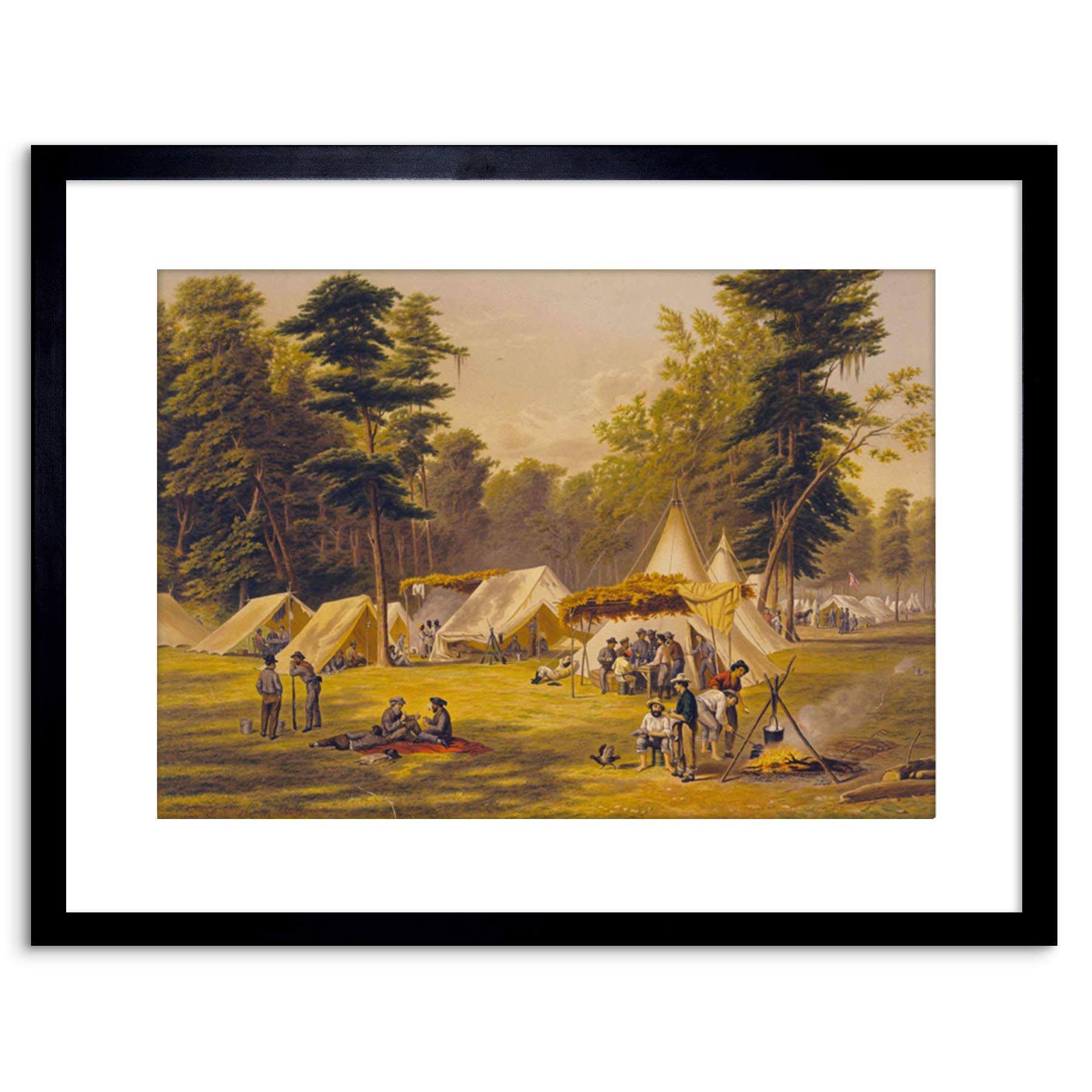 Wee Blue Coo WAR PAINTING AMERICAN CIVIL CONFEDERATE ARMY CAMP FRAMED PRINT F97X5109
