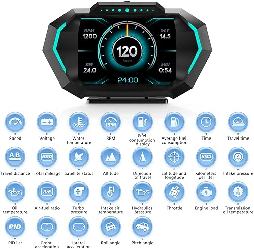 Miniatura 2 de Velocímetro para automóvil, pantalla de calibre ACECAR OBD2, pantalla universal para coche HUD con velocidad MPH, tacómetro, resolución de