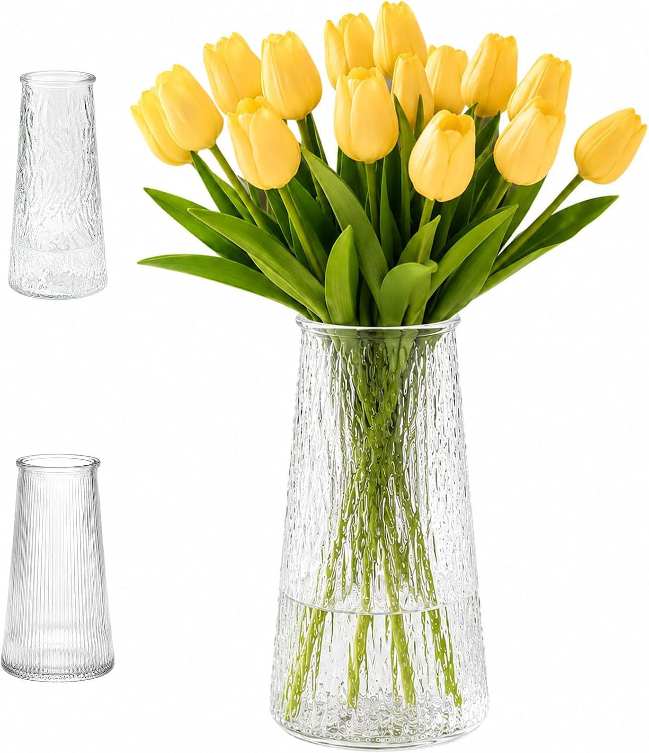 Giltpeak 20pcs LED Radiant Romantic Tulip Light with a Vase,13in Tulips Night Light that Never Fade, Valentine's Day and Easter Home Kitchen Wedding Dining Table Decor (20, Yellow)