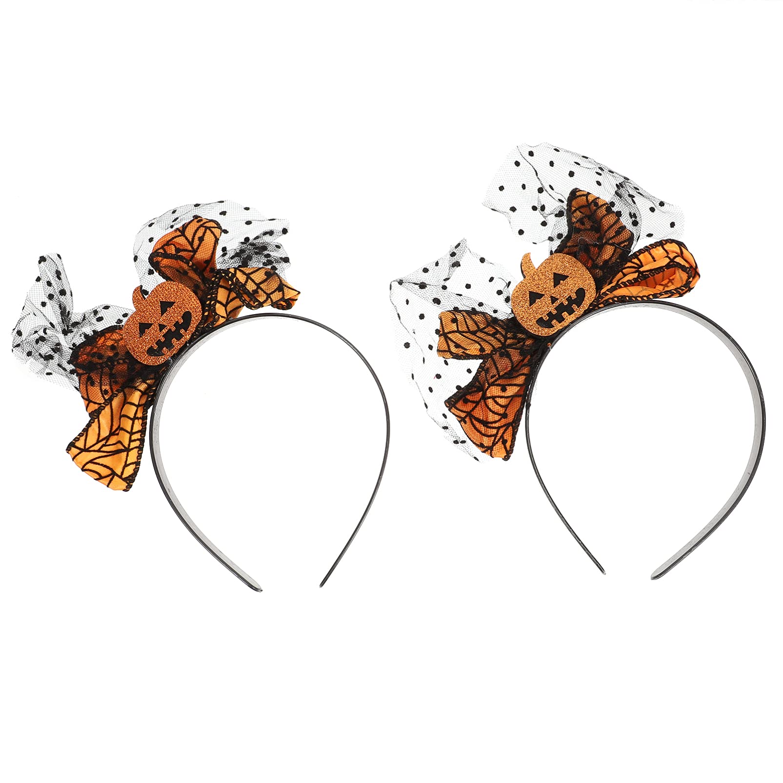 Amosfun Halloween Headbands Halloween Pumpkin Hairband Mesh Bowknot Headbands Boppers Accessories for Haunted House Party Cosplay Headdress