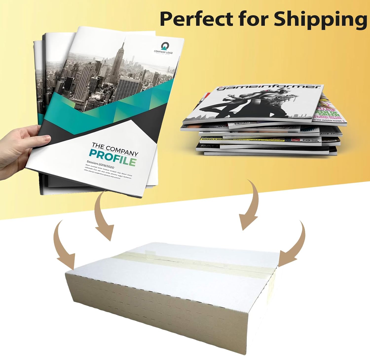 50 Pack Corrugated Book Mailer, 12-1/8" x 9-1/8" x 2" Height Adjustable Shipping Boxes, White (YD1292E50)